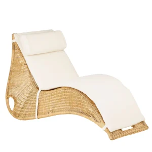 Mica Décorations Chaise Longue En Rotin Avec Coussin Blanc – Felice 9