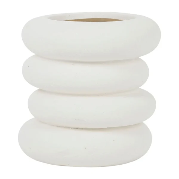 Côté Table Vase Maceio Blanc Casse D19xh19.5cm Gres 1