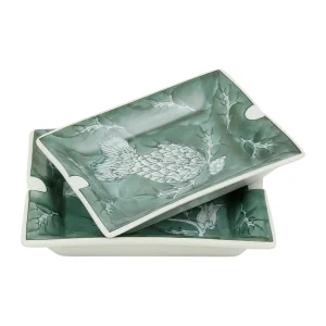 Côté Table Cendriers En Porcelaine Fleurs Vert – Qing 12