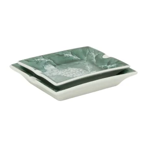 Côté Table Cendriers En Porcelaine Fleurs Vert – Qing 18