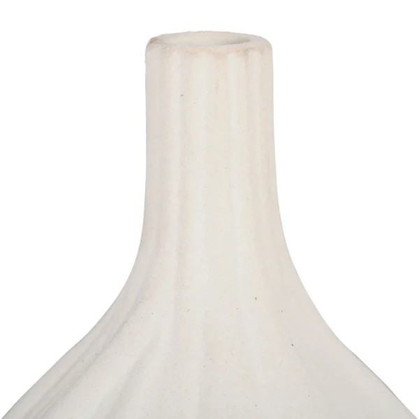 Côté Table Vase Rond Bouteille Blanc Cassé En Faience – Plisse 3