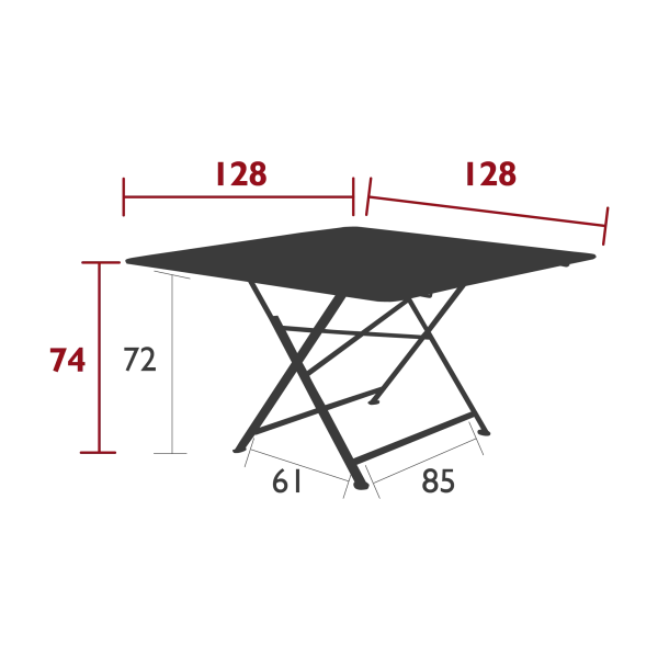 Fermob Table De Jardin Pliante Carrée En Acier Cerise 128x128cm – Cargo 4