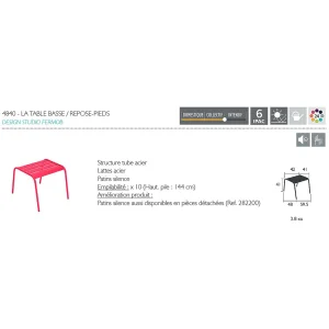 Fermob Table Basse D’exterieur En Acier Miel – Monceau 11