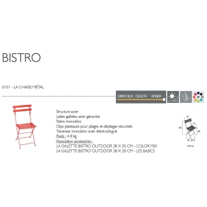 Fermob Chaise D’exterieur En Acier Gris Orage – Bistro 10