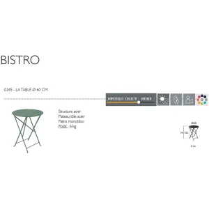 Fermob Table De Jardin Ronde Pliante En Acier Gris Orage – Bistro 9