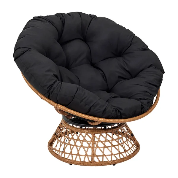 Home Déco Factory Fauteuil D’exterieur Papasan En Rotin Avec Coussin Noir – Cancun 1