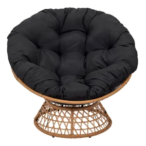 Home Déco Factory Fauteuil D’exterieur Papasan En Rotin Avec Coussin Noir – Cancun 18