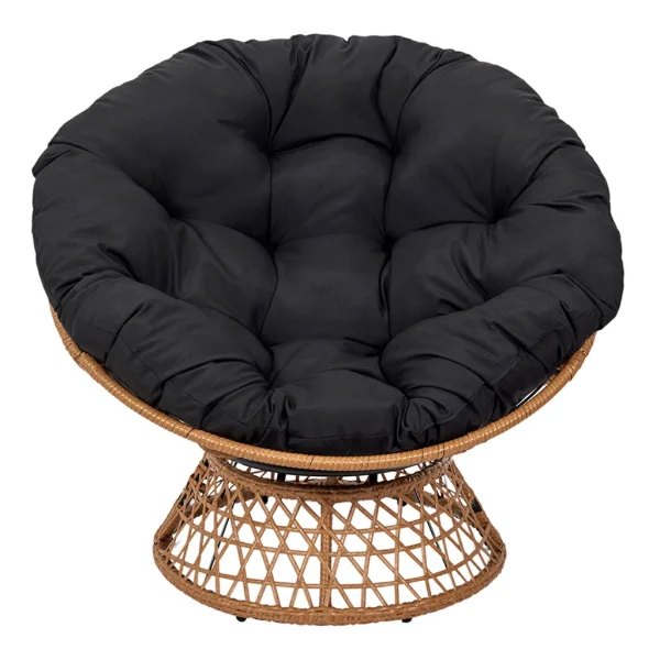 Home Déco Factory Fauteuil D’exterieur Papasan En Rotin Avec Coussin Noir – Cancun 7