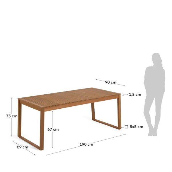 La Forma Table De Jardin En Bois D’acacia 190x90cm – Emili 7