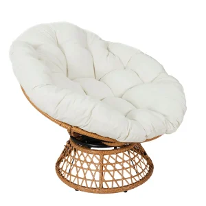 Home Déco Factory Fauteuil D’exterieur Papasan En Rotin Avec Coussin Blanc – Cancun 10