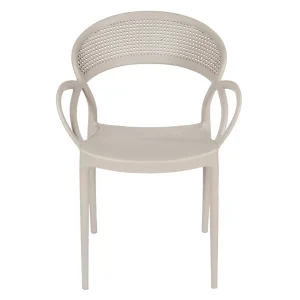 Home Déco Factory Chaise Exterieur Taupe En Plastique Sacha Empilable 10