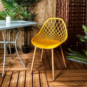 Home Déco Factory Chaise De Jardin En Plastique Jaune – Malaga 18