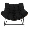 Home Déco Factory Fauteuil De Jardin A Bascule Coussin Noir -Tamia 19