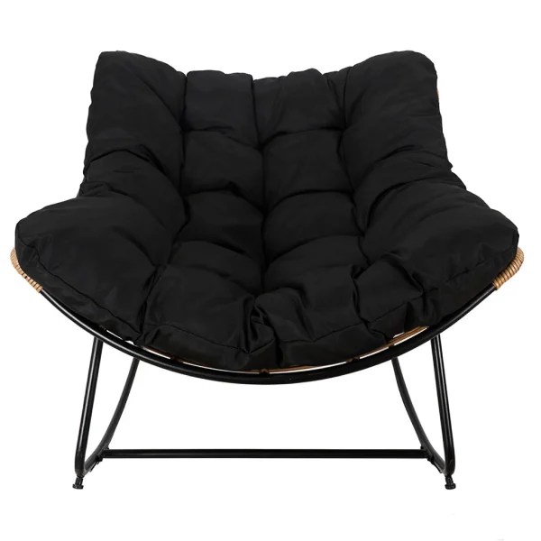 Home Déco Factory Fauteuil De Jardin A Bascule Coussin Noir -Tamia 1