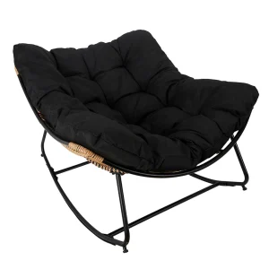 Home Déco Factory Fauteuil De Jardin A Bascule Coussin Noir -Tamia 10