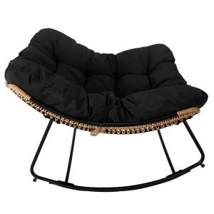 Home Déco Factory Fauteuil De Jardin A Bascule Coussin Noir -Tamia 12