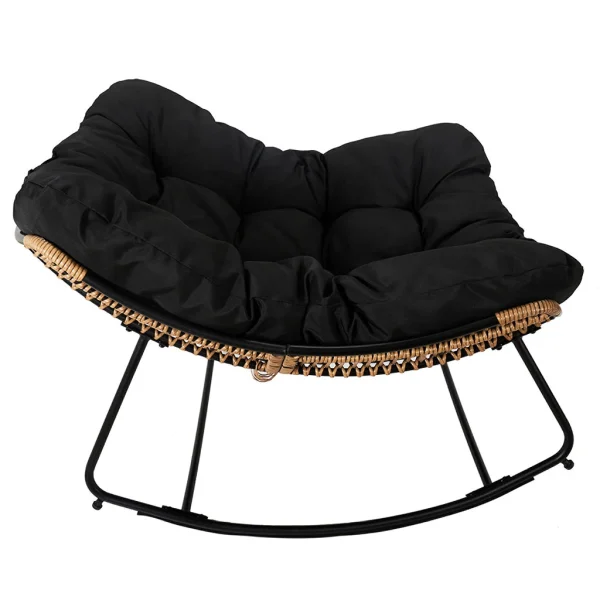 Home Déco Factory Fauteuil De Jardin A Bascule Coussin Noir -Tamia 4