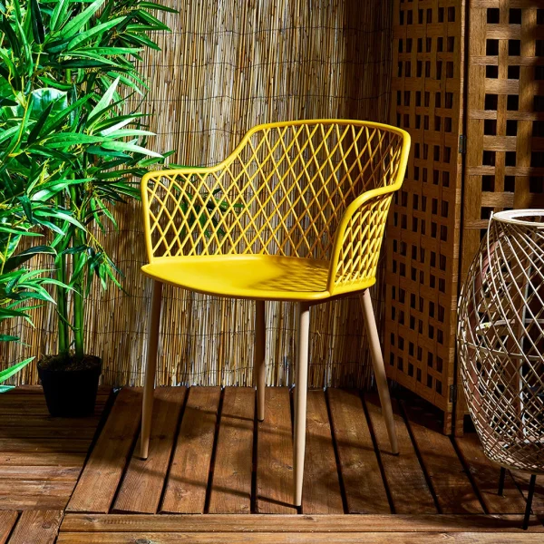 Home Déco Factory Fauteuil De Jardin Jaune En Plastique Malaga 7