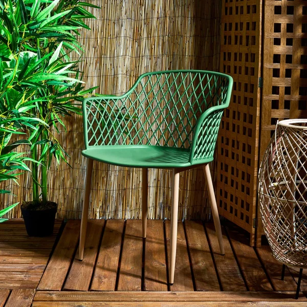 Home Déco Factory Fauteuil De Jardin Vert En Plastique Malaga 7