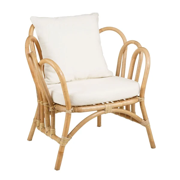 Mica Décorations Fauteuil En Rotin Avec Coussin Blanc – Sherbrooke 1