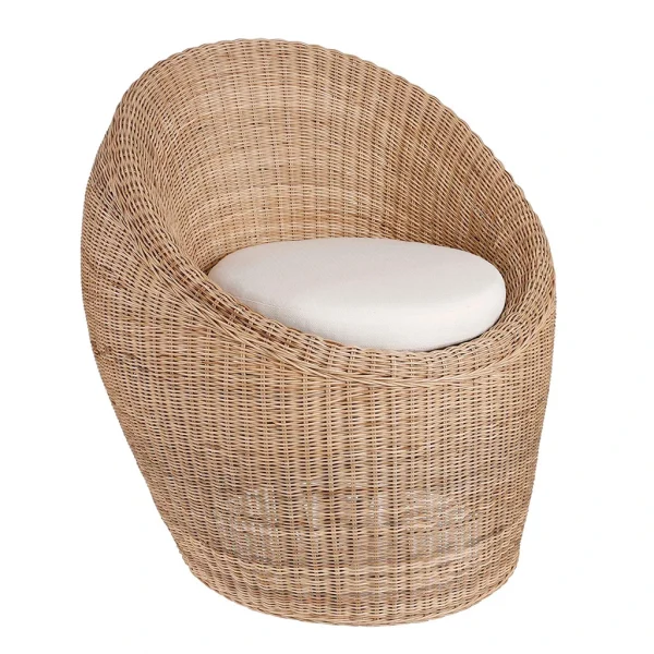 Mica Décorations Chaise En Rotin Avec Coussin Blanc – Bolsena 1