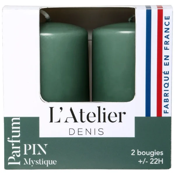 Atelier Denis Boite De 2 Bougies Cylindriques – Vert Sapin 1