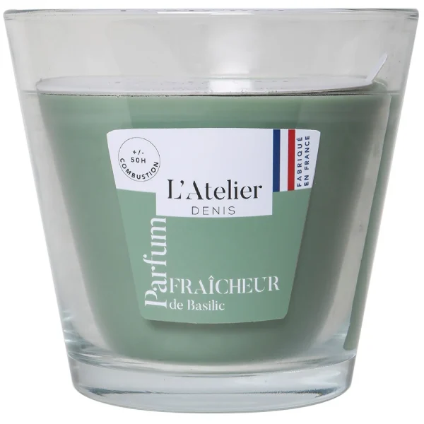 Atelier Denis Bougie Senteur Fraicheur Basilic En Verre – Vert Moyen Modèle 370g 1