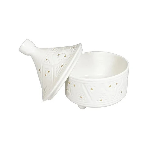 Chabi Chic Boite à Tajine Blanc Or D14xh17cm – Empreinte 1