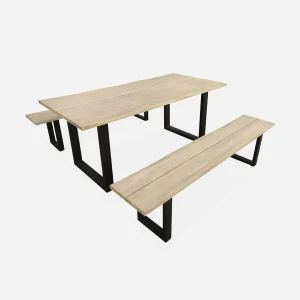 Alice’s Garden Lot De 2 Bancs En Acacia Brossé Et Acier Noir L180cm – Salta 18