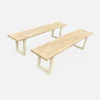 Alice’s Garden Lot De 2 Bancs En Acacia Brossé Et Acier Beige L180cm – Salta 22