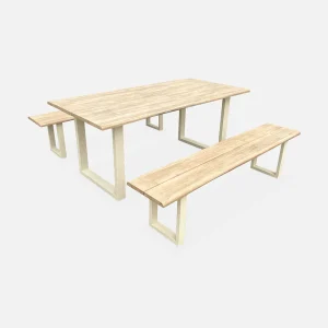 Alice’s Garden Table De Jardin En Acacia Brossé Et Acier Beige L180cm – Salta 15