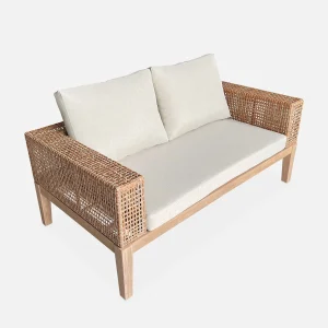 Alice’s Garden Salon De Jardin 4 Places En Cannage Et Acacia Brossé Et Coussins Beige – Olinda 15