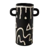 SEMA DESIGN Vase Visage Arty Noir Et Ivoire 15.5X9.5Xh21Cm En Gres 11