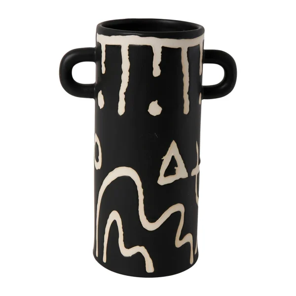 SEMA DESIGN Vase Visage Arty Noir Et Ivoire 15.5X9.5Xh21Cm En Gres 1