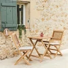 Alice’s Garden Ensemble Table + 2 Chaises De Jardin Avec Coussins Beige En Acacia Et Cannage – Bohemia 22