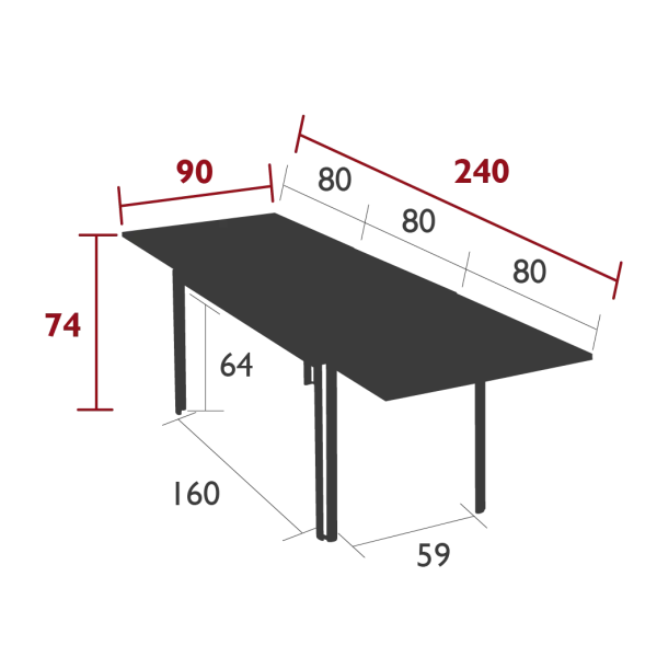 Fermob Table De Jardin Extensible En Aluminium Et Carbone 160/240x90cm – Costa 4